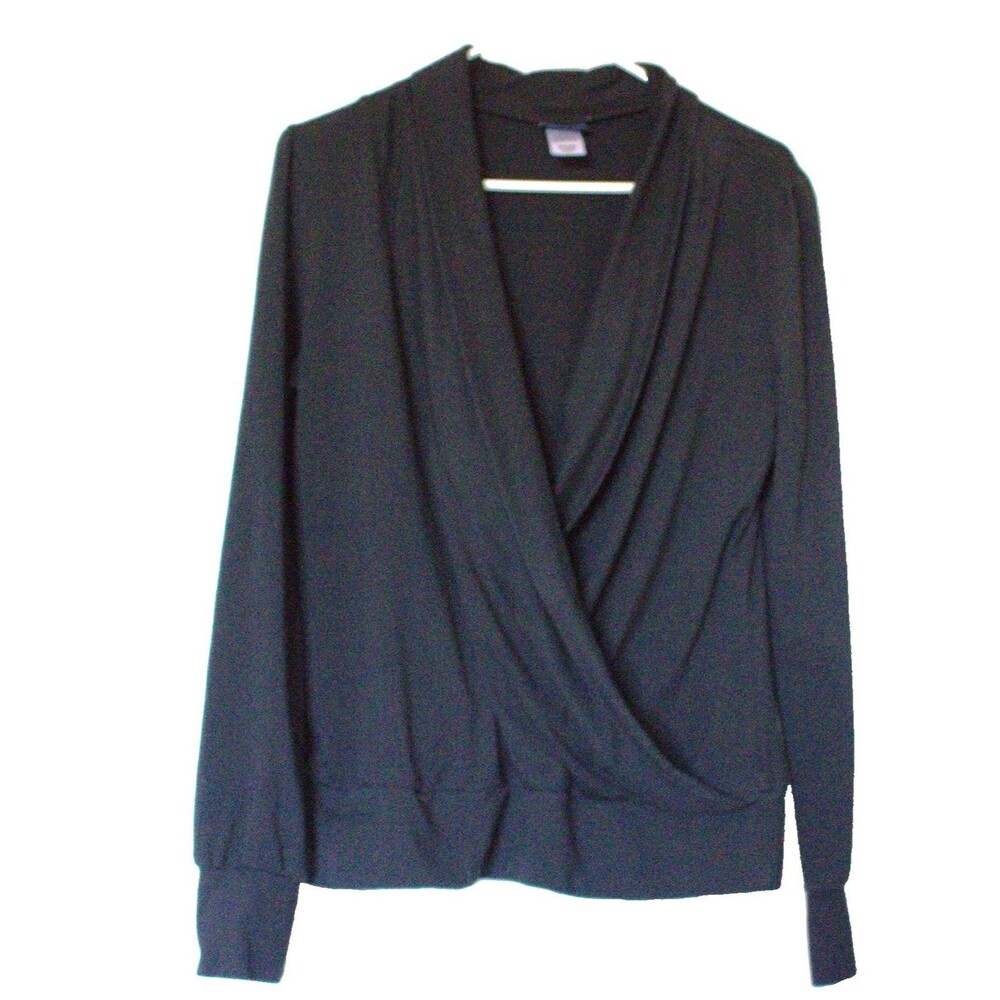 NordicTrack Activewear Crossover Draped‎ Front Top Black Womens M - Picture 2 of 8